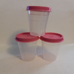 Set of 3 Pink/Clear Tupperware 2 oz Midgets